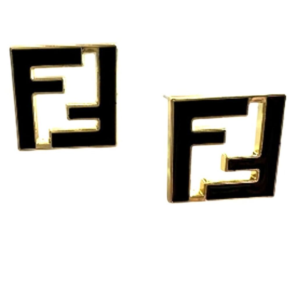 Forever FENDI Earrings Gold-coloured and black metal (FFXX015)